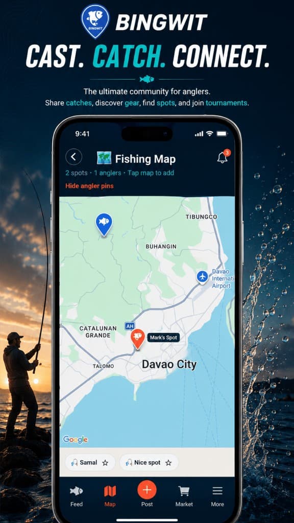 Bingwit fishing map around Davao City